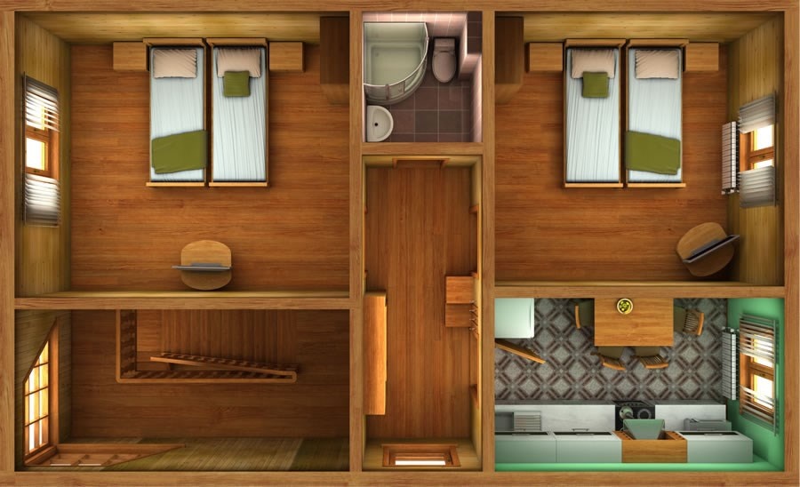 2-местный 1-комнатный стандарт второй категории 15,3 м2 - фото 1